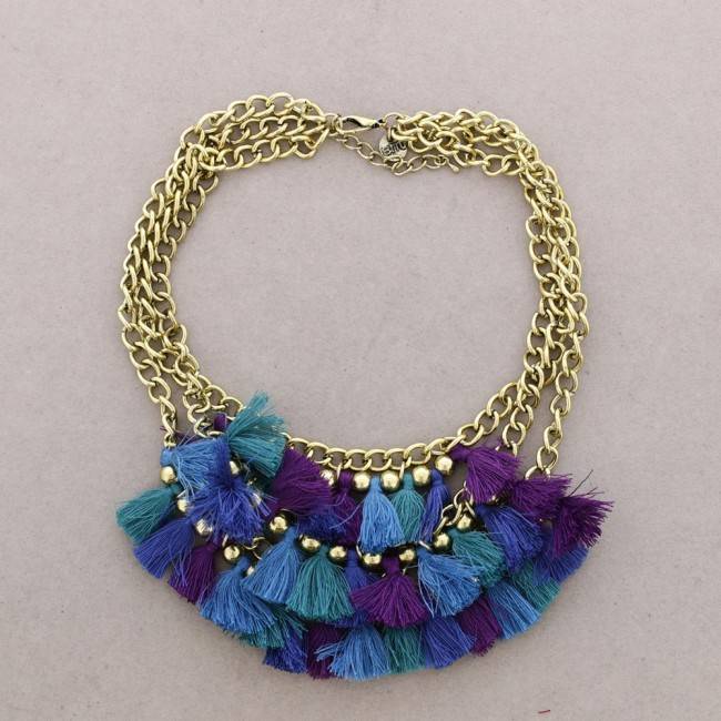 TRIPLE FRINGED SHORT NECKLACE