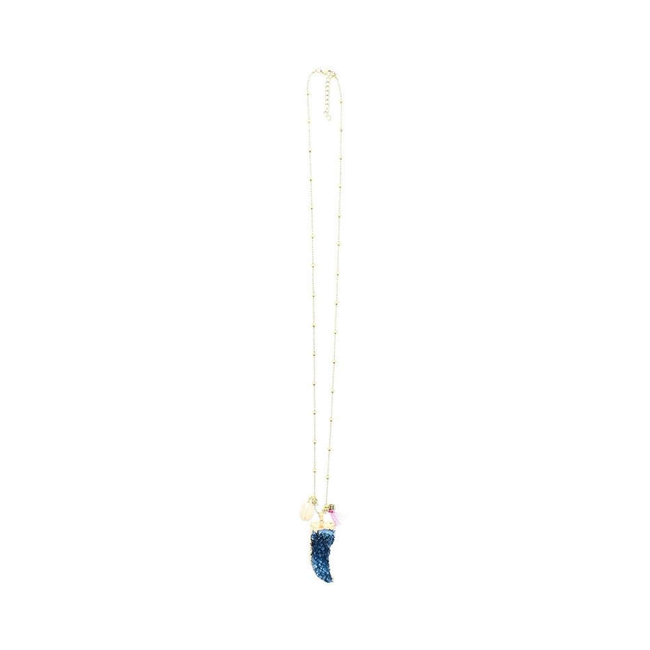 LONG NECKLACE WITH STONE HORN PENDANT