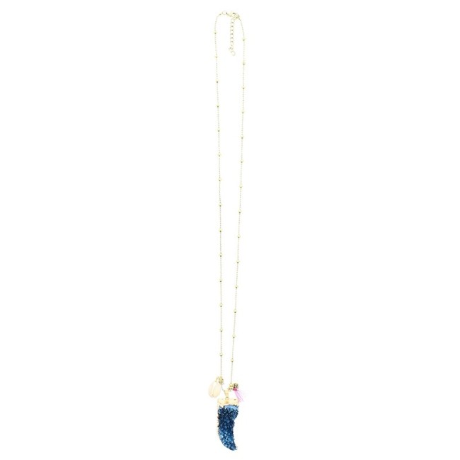 LONG NECKLACE WITH STONE HORN PENDANT