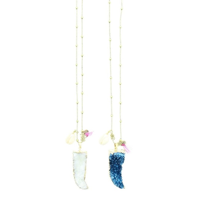 COLLAR LARGO COLG. CUERNO PIEDRA