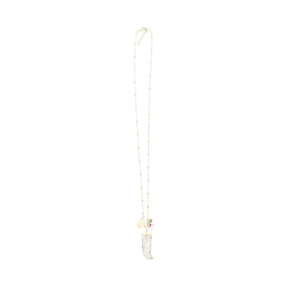 LONG NECKLACE WITH STONE HORN PENDANT