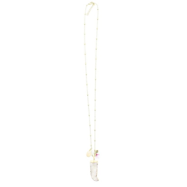 LONG NECKLACE WITH STONE HORN PENDANT
