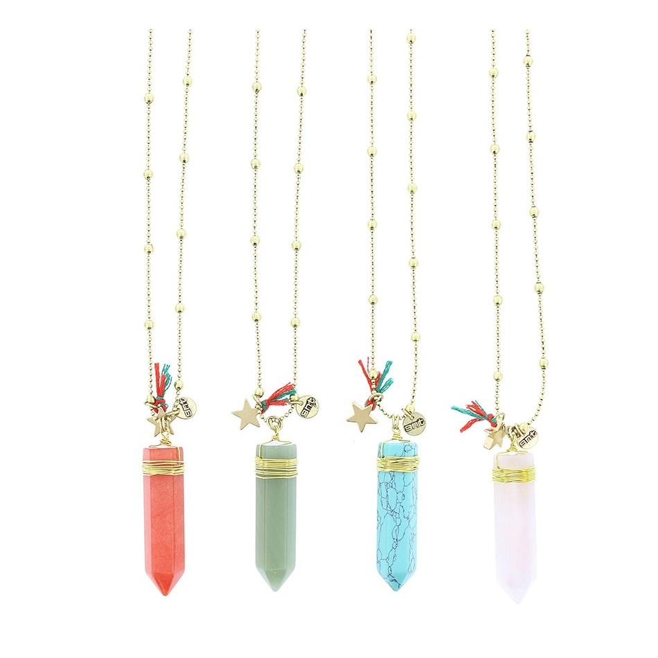 LONG STONE PENDANT NECKLACE