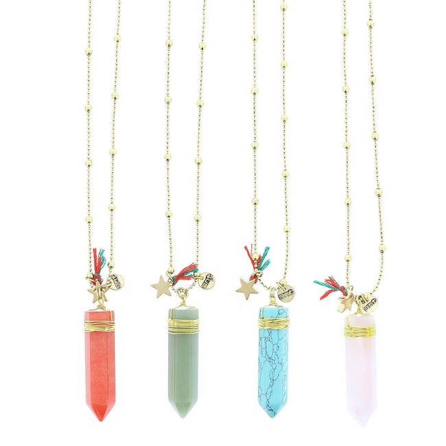 LONG STONE PENDANT NECKLACE