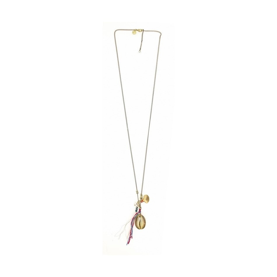 LONG METAL SHELL PENDANT NECKLACE