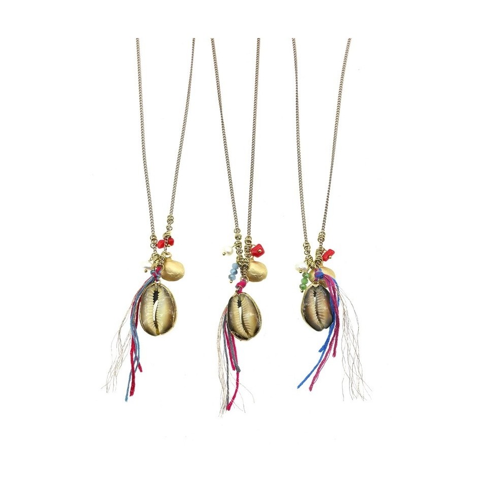LONG METAL SHELL PENDANT NECKLACE
