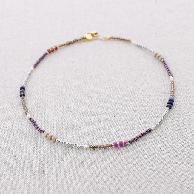 STEEL SHORT NECKLACE CRYSTALS STONES