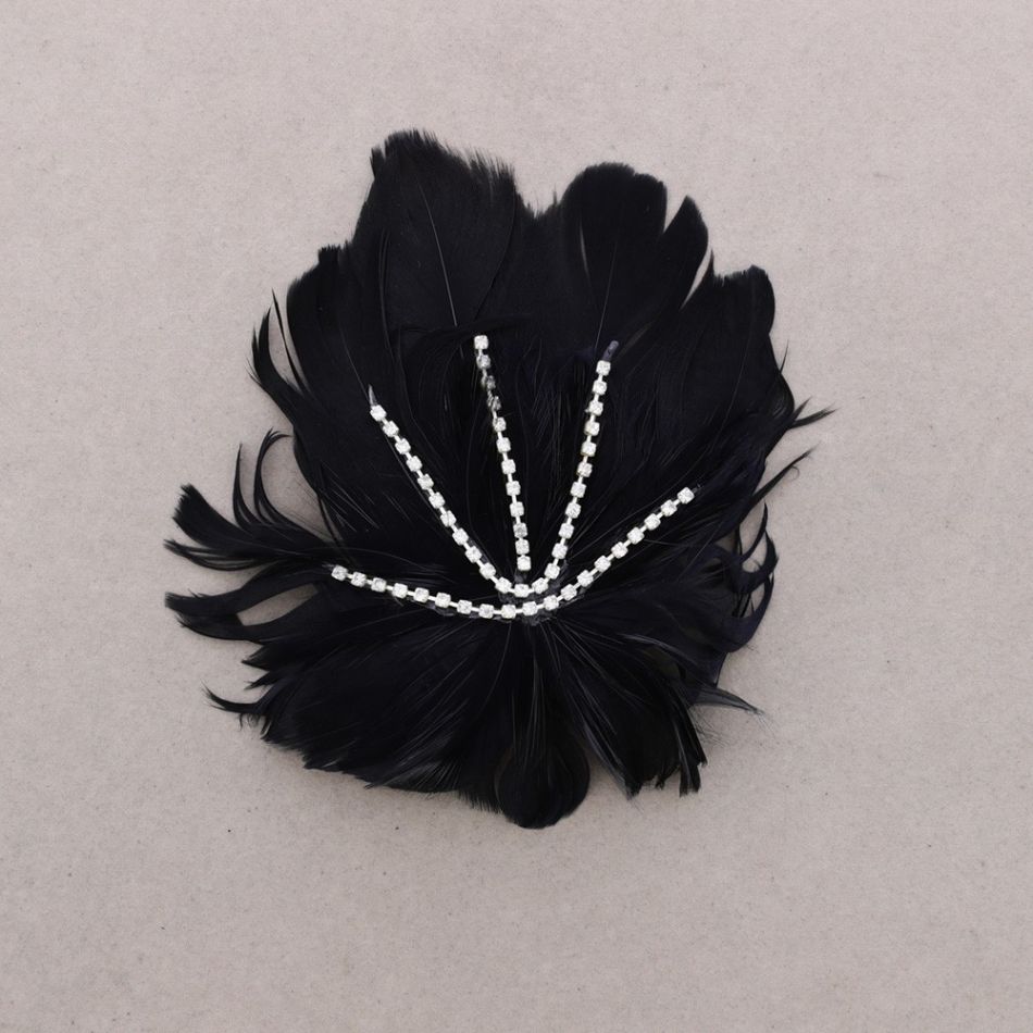 CRYSTAL FEATHER BROOCH