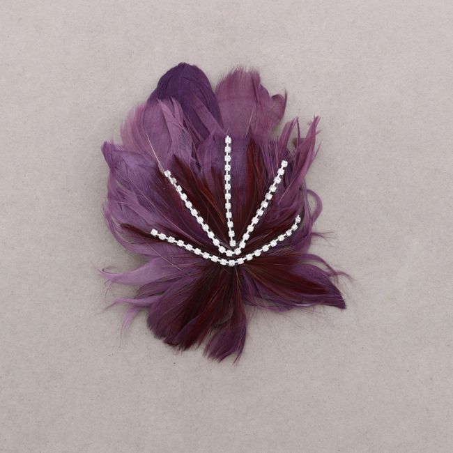 CRYSTAL FEATHER BROOCH