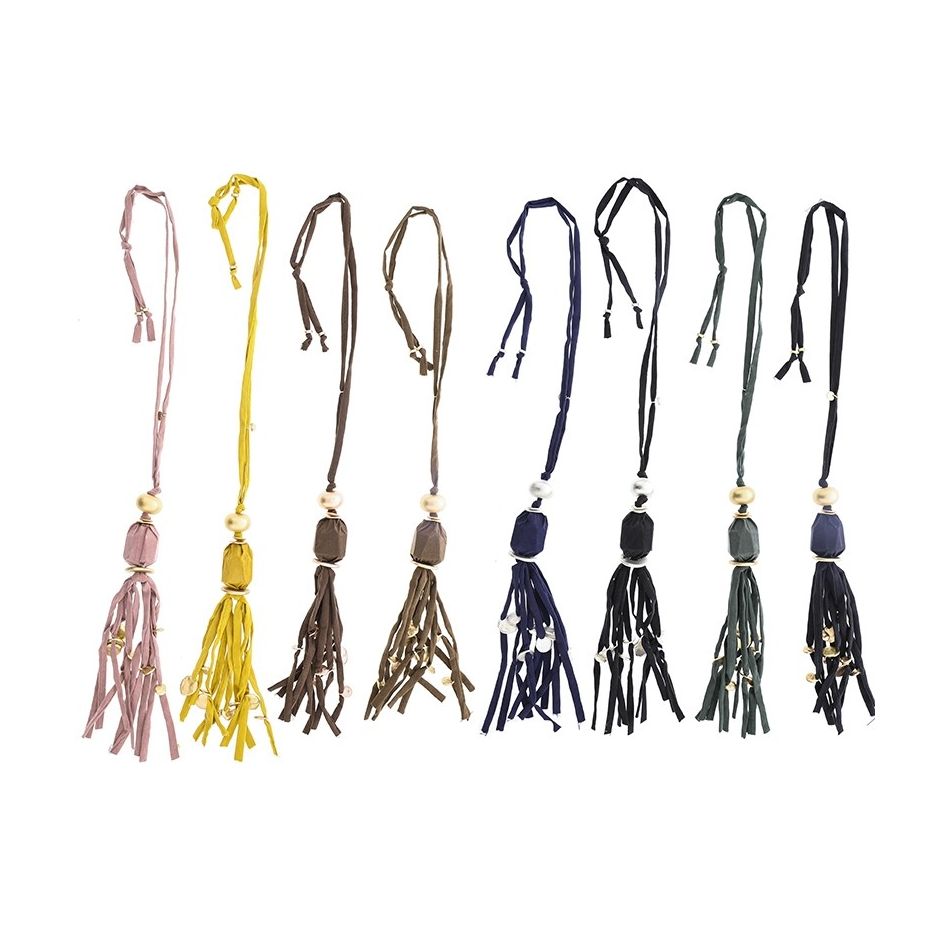 NECKLACE LAKE TUBE BOW PENDANT FRINGE