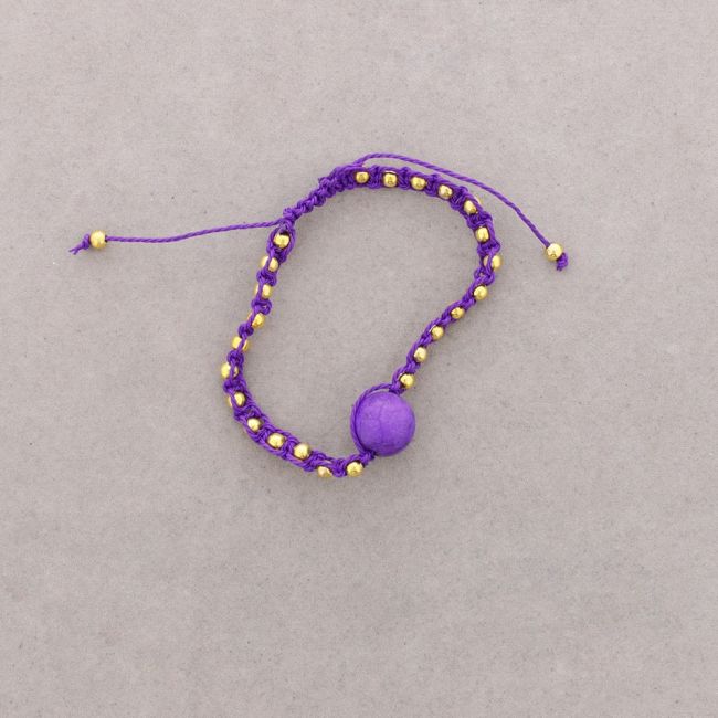 KNOTTED BRACELET WITH METAL BEADS AND STONES