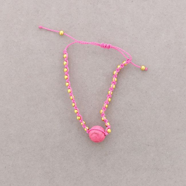 PULSERA ANUDADA CUENTAS METAL PIEDRAS