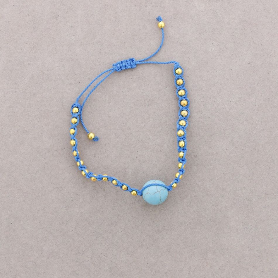 KNOTTED BRACELET WITH METAL BEADS AND STONES