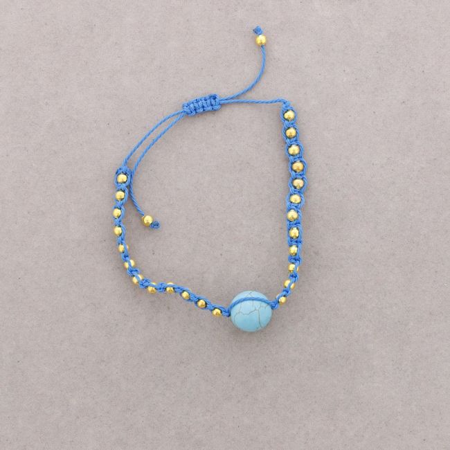KNOTTED BRACELET WITH METAL BEADS AND STONES