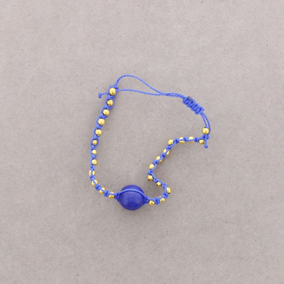 KNOTTED BRACELET WITH METAL BEADS AND STONES