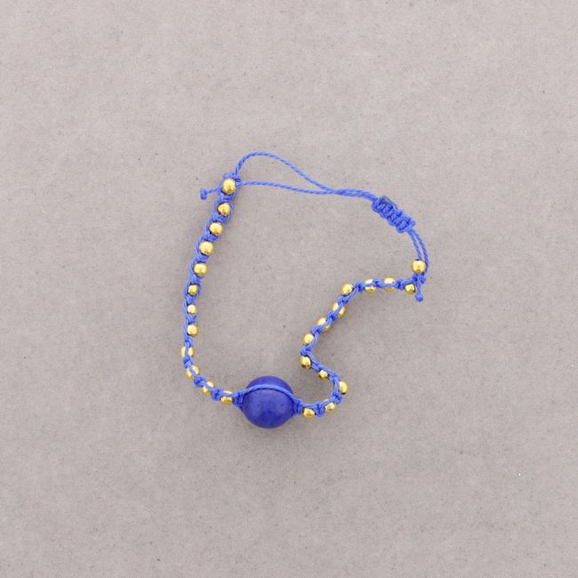 KNOTTED BRACELET WITH METAL BEADS AND STONES