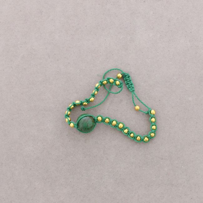 KNOTTED BRACELET WITH METAL BEADS AND STONES
