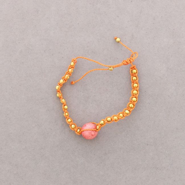 KNOTTED BRACELET WITH METAL BEADS AND STONES