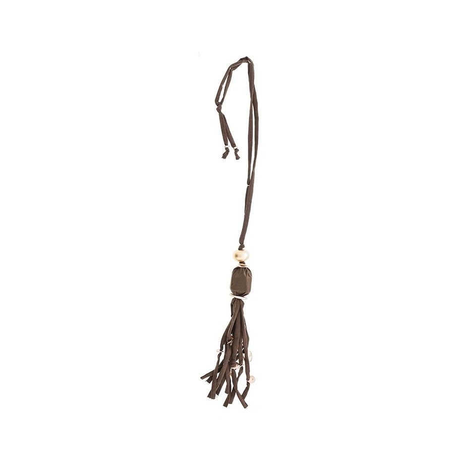 NECKLACE LAKE TUBE BOW PENDANT FRINGE