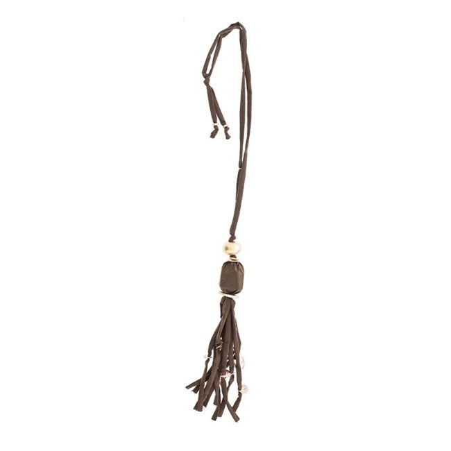 NECKLACE LAKE TUBE BOW PENDANT FRINGE