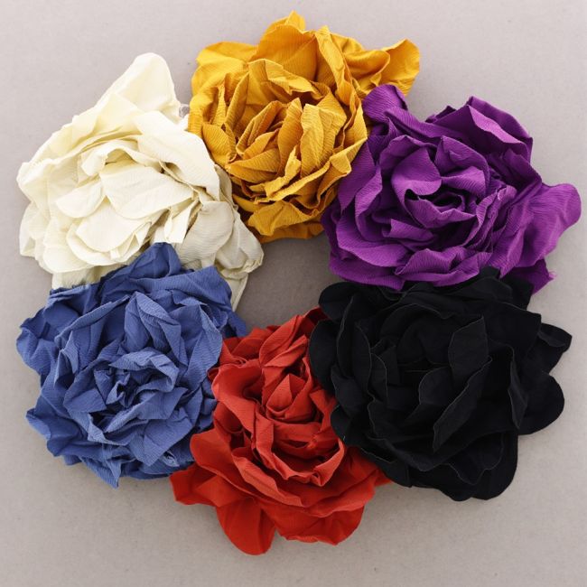 BROCHE FLOR TELA FRUNCIDA 18CM