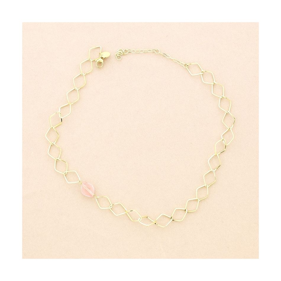 FACETED STONE STEEL CHOKER 35CM+