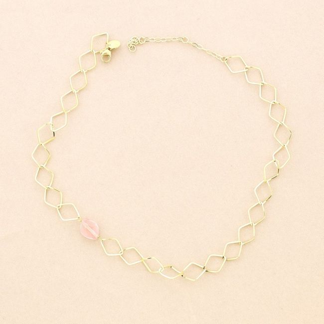 FACETED STONE STEEL CHOKER 35CM+