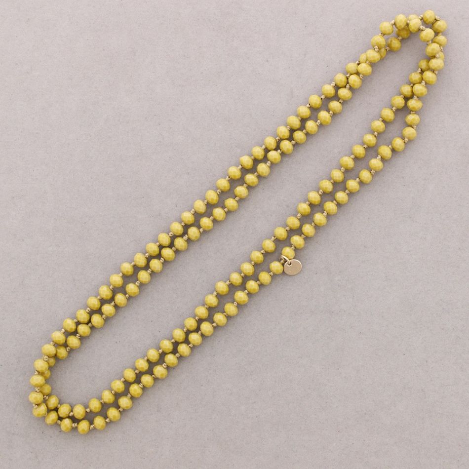 COLLAR LARGO NUDOS BOLAS CRISTALES FACETADOS 1,2M*8MM