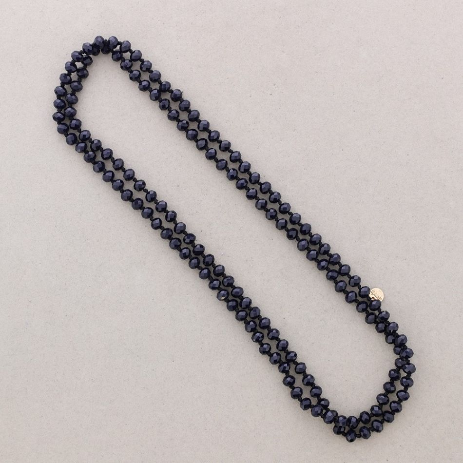 COLLAR LARGO NUDOS BOLAS CRISTALES FACETADOS 1,2M*8MM