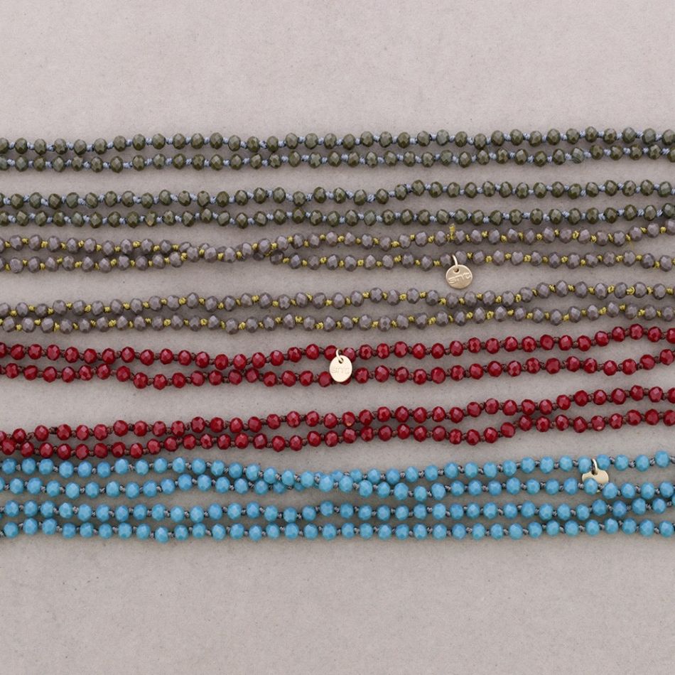 LONG NECKLACE WITH FACETED CRYSTAL BALL KNOTS 1.5M*6MM