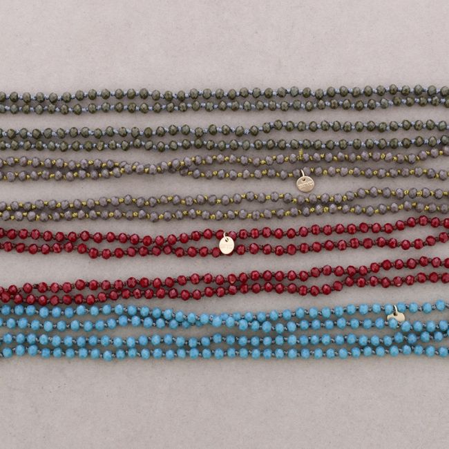 LONG NECKLACE WITH FACETED CRYSTAL BALL KNOTS 1.5M*6MM