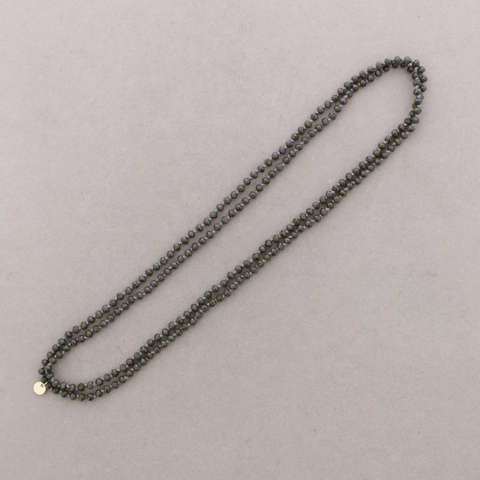 COLLAR LARGO NUDOS BOLAS CRISTALES FACETADOS 1,5M*6MM