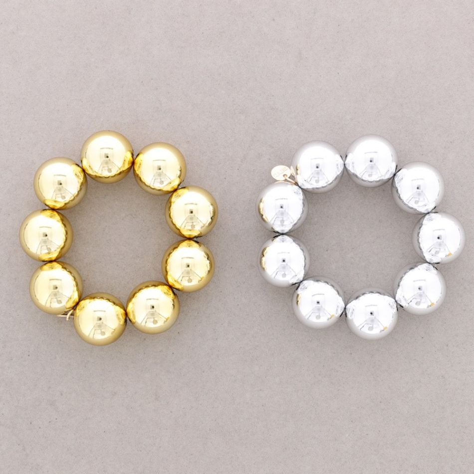 ELASTIC BRACELET WITH BEADS 25MM METAL FINISH