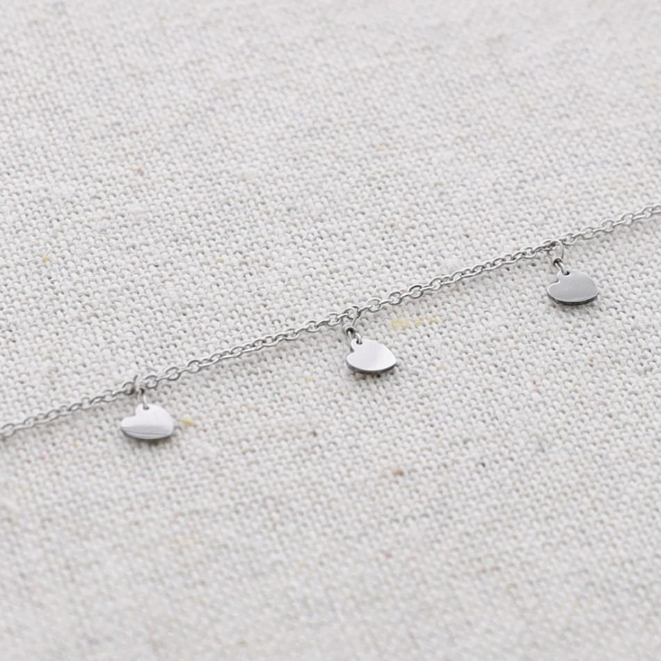 STEEL SHORT NECKLACE WITH LITTLE HEART PENDANTS