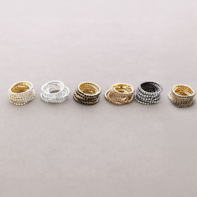 ANILLO ELÁSTICA SET 6 TIRAS CRISTALES