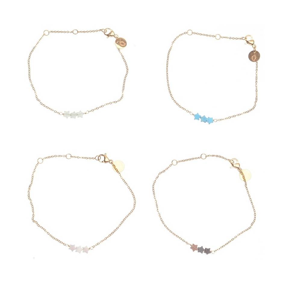 PULSERA ACERO TRES ESTRELLAS PIEDRA