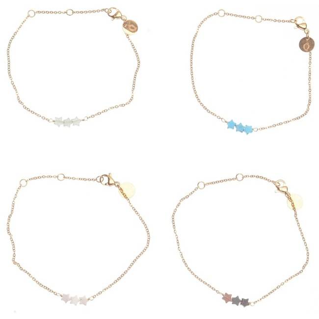 PULSERA ACERO TRES ESTRELLAS PIEDRA