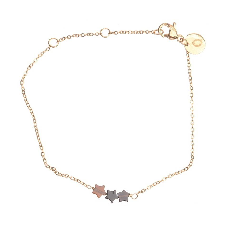 PULSERA ACERO TRES ESTRELLAS PIEDRA