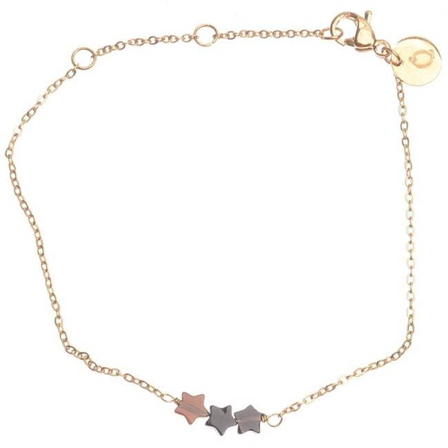 PULSERA ACERO TRES ESTRELLAS PIEDRA