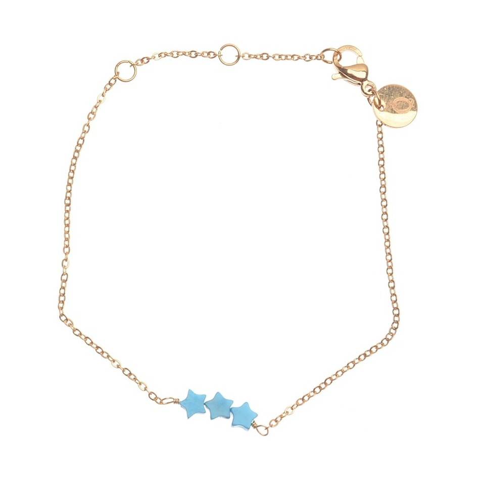 PULSERA ACERO TRES ESTRELLAS PIEDRA