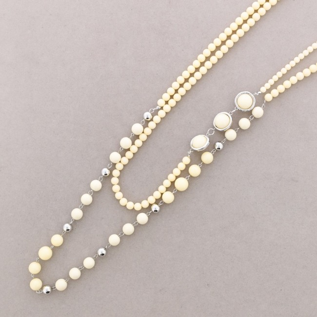 COLLAR DOBLE CUENTAS RESINA