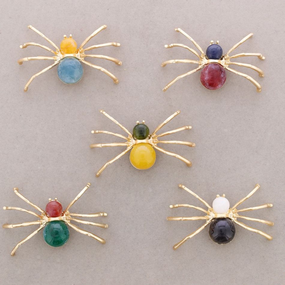 METAL RESIN SPIDER BROOCH