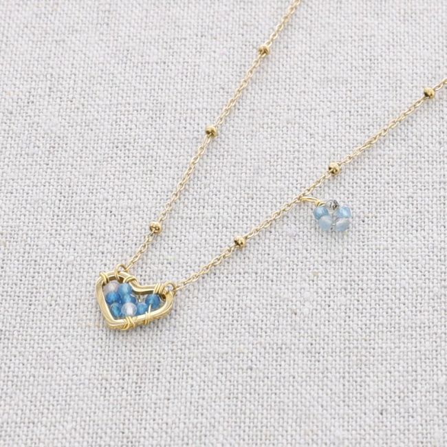 STONE HEART PENDANT STEEL SHORT NECKLACE