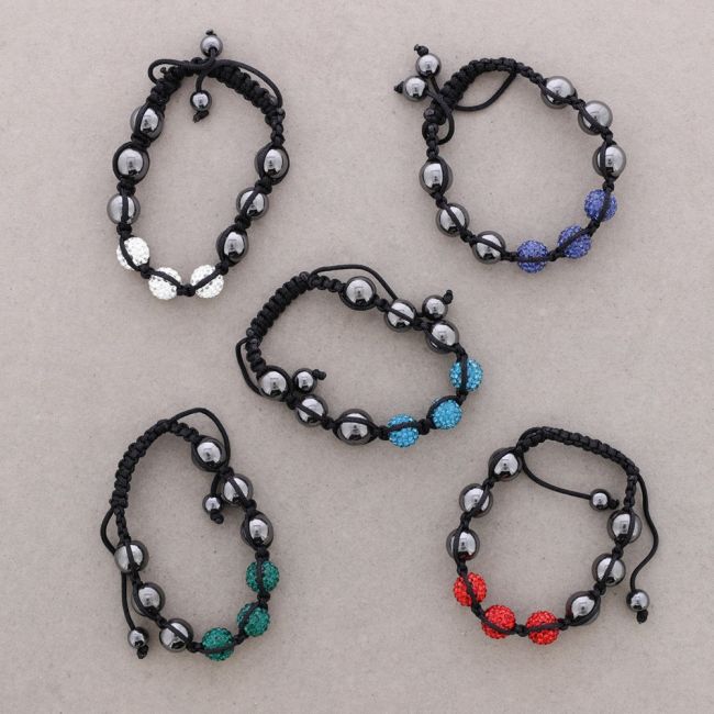 PULSERA CORDON 3 BOLITAS STRASS