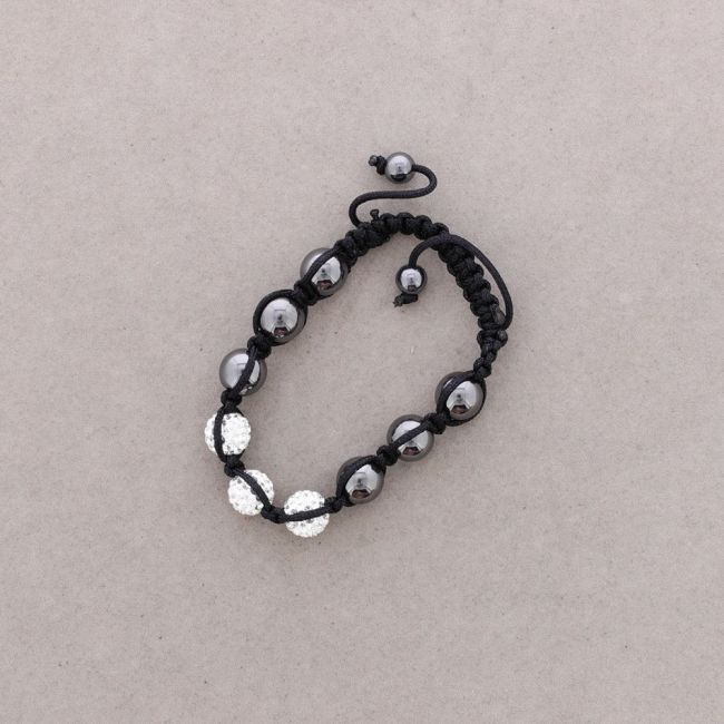 PULSERA CORDON 3 BOLITAS STRASS