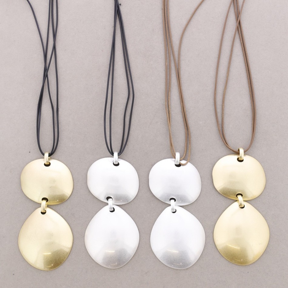 COLLAR LARGO COLGANTE DOBLE METAL