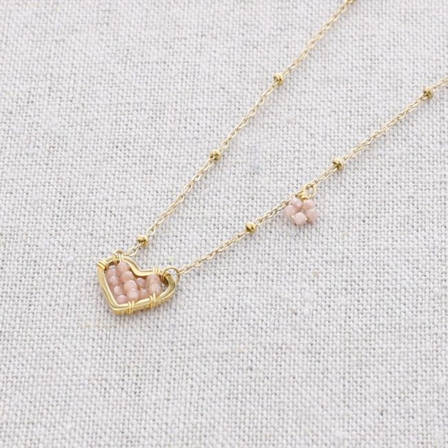 STONE HEART PENDANT STEEL SHORT NECKLACE
