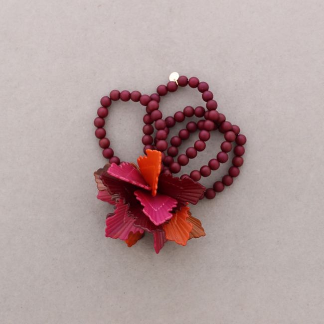 4-BEAD ELASTIC RESIN LEAF BRACELET