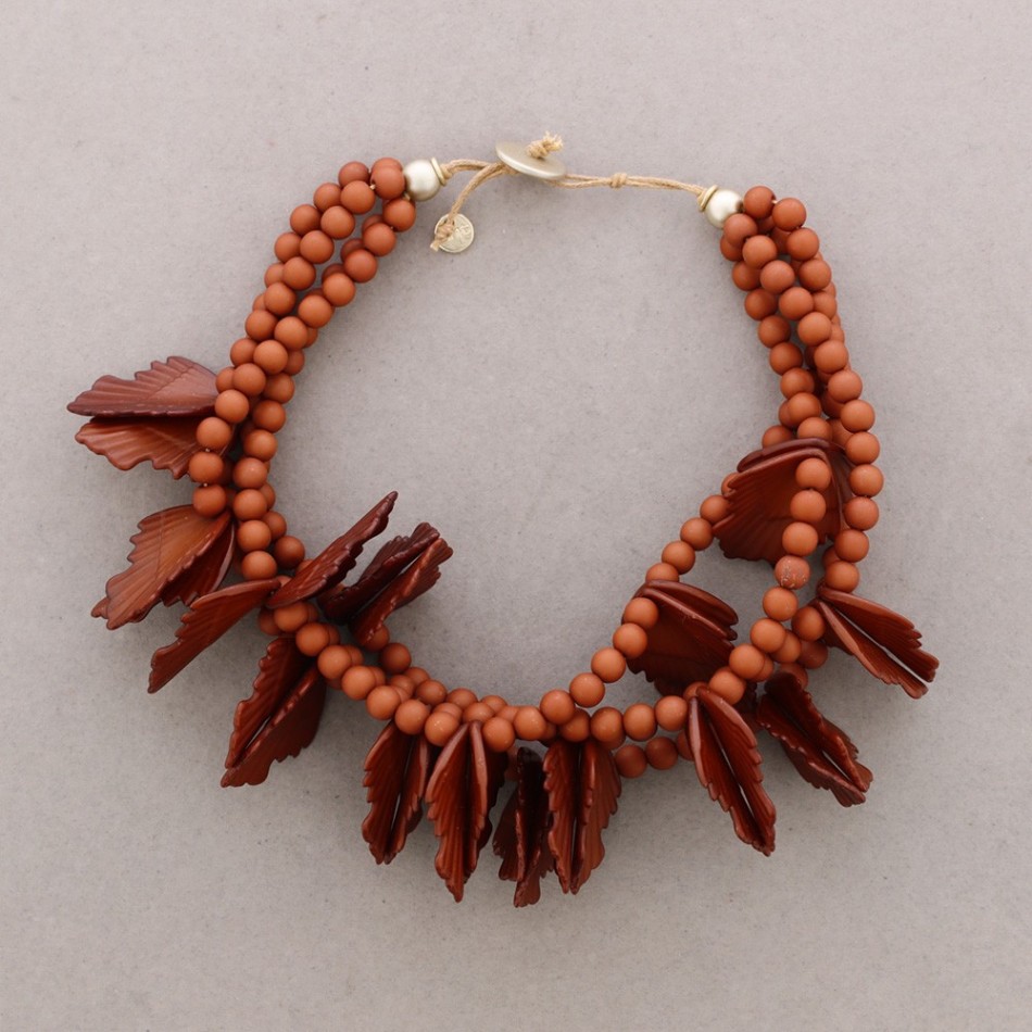 GARGANTILLA 4 CUENTAS HOJAS RESINA