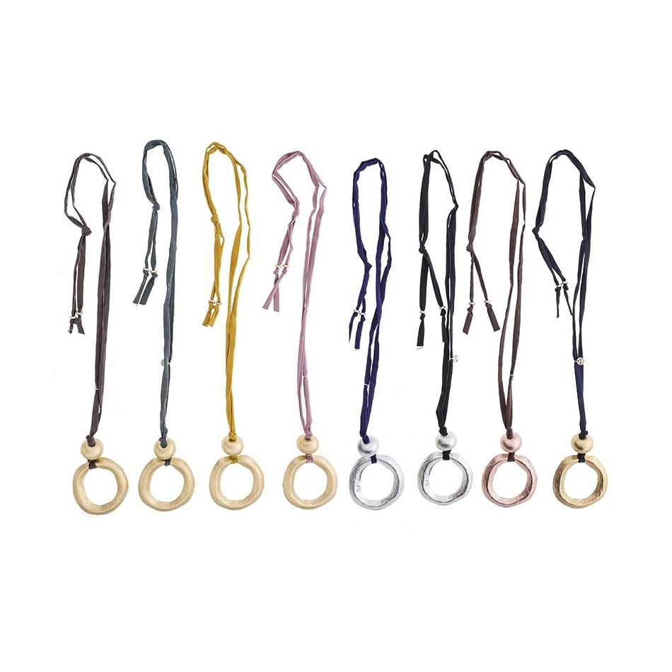 COLLAR LARGO TUBO LAZO COLGANTE ANILLA METAL